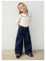 Jeansbroek wide leg met plooi - MAYORAL