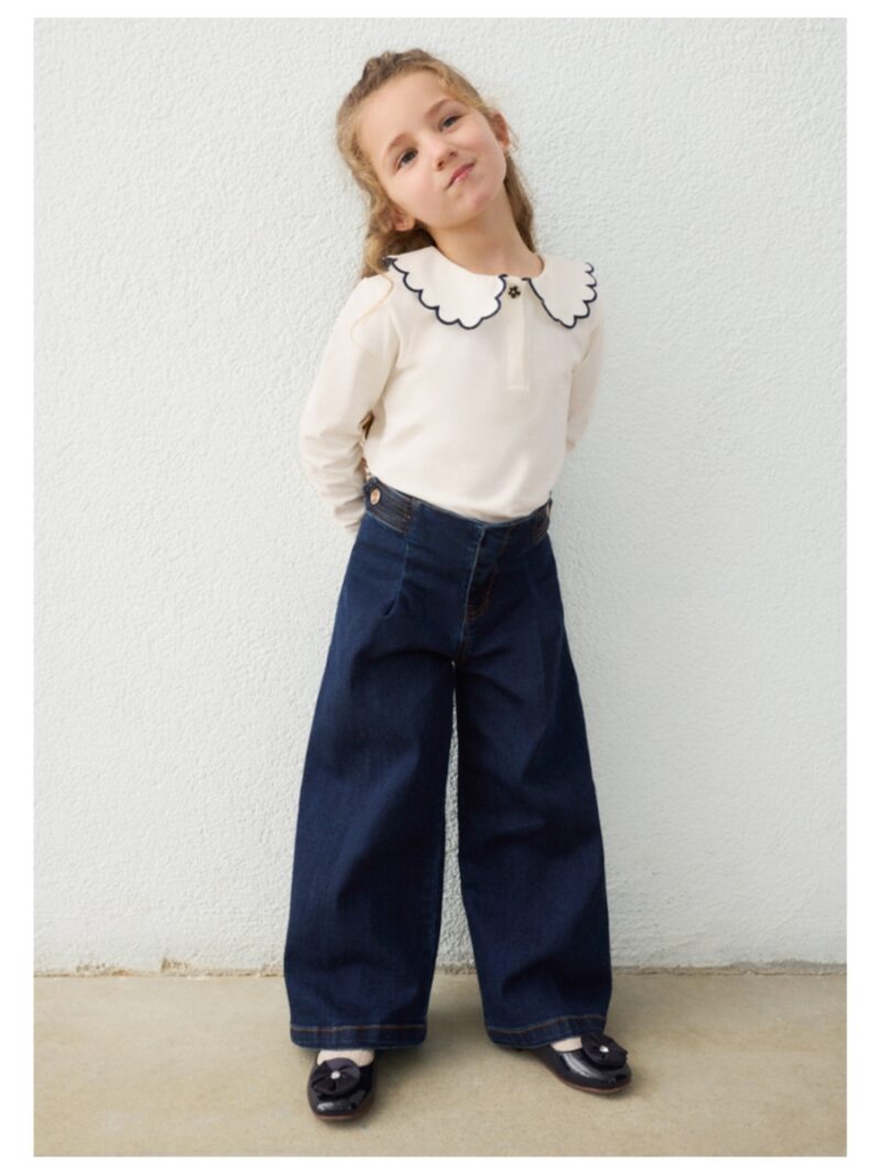 Jeansbroek wide leg met plooi - MAYORAL