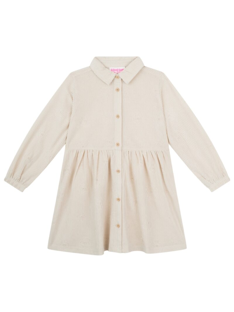 Jurk met fijne rib en bloemen ecru - SOMEONE