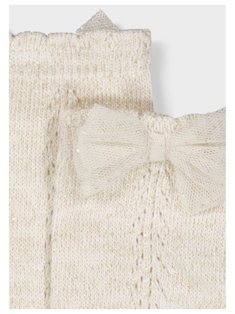 Kniekousen met glitter en strikje beige - MAYORAL