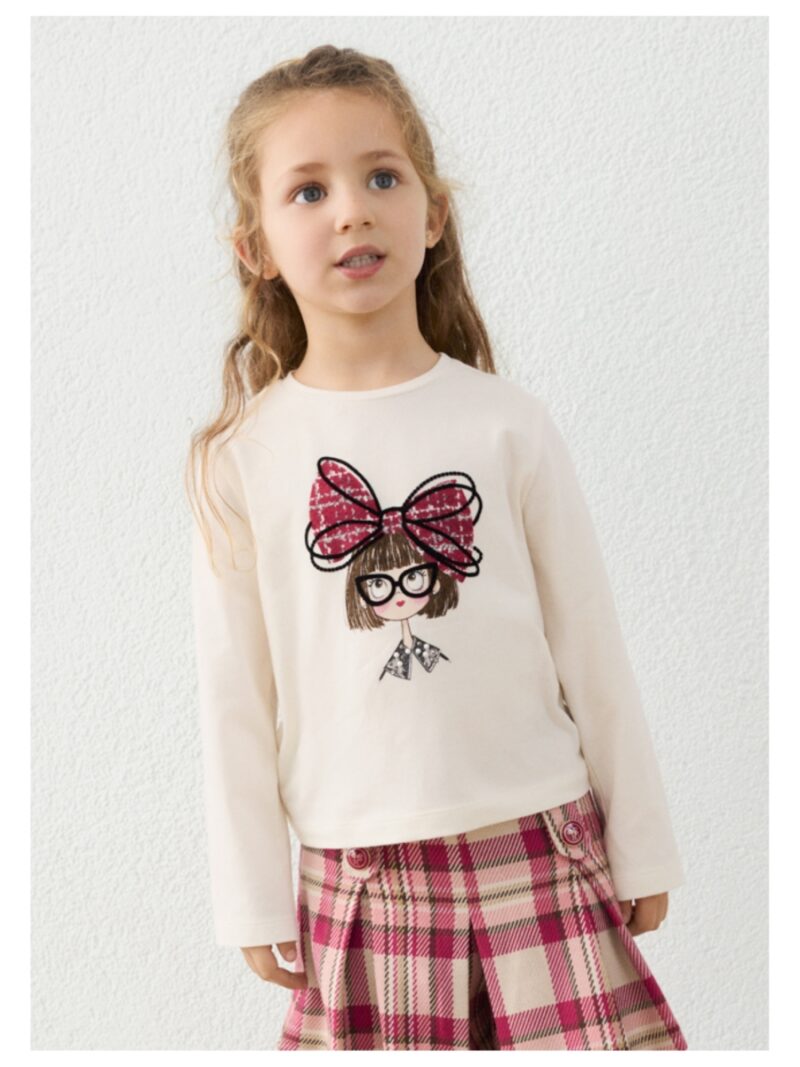 Longsleeve met meisje met grote rode strik - MAYORAL