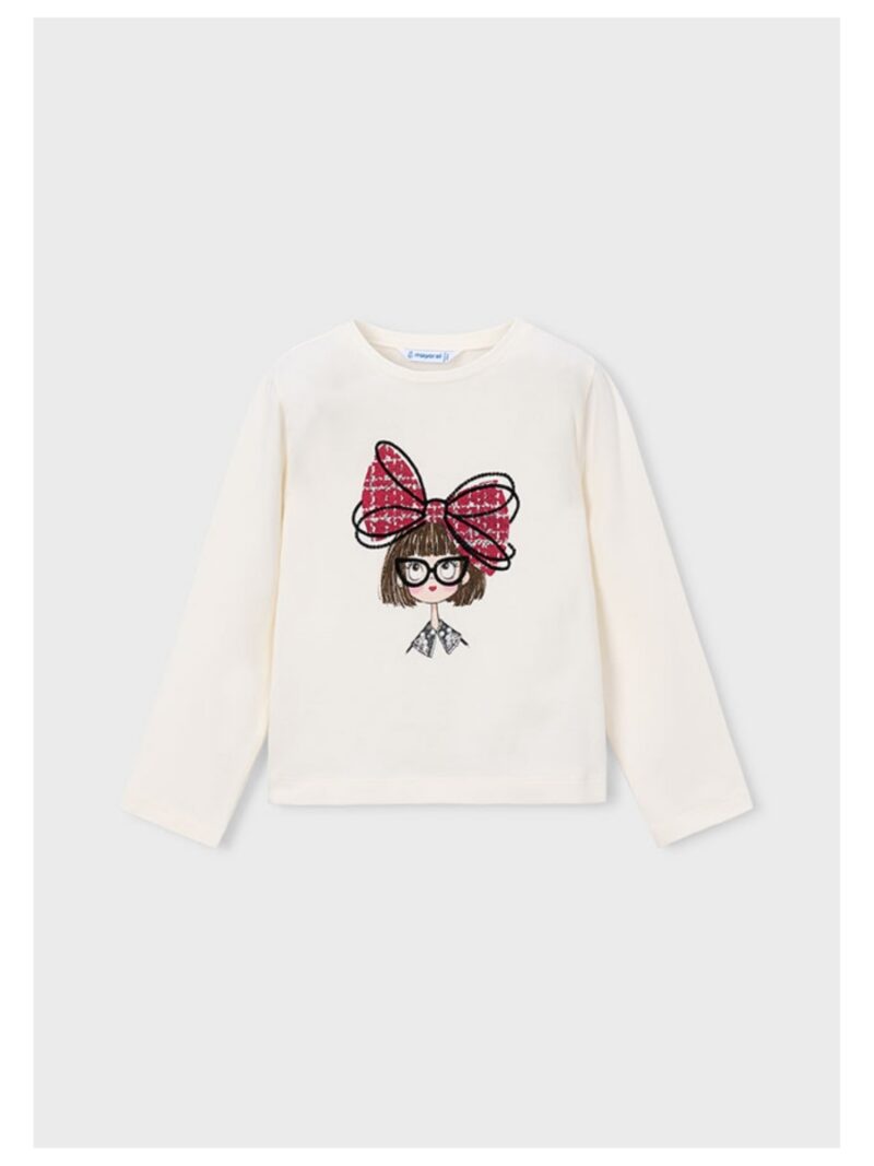 Longsleeve met meisje met grote rode strik - MAYORAL