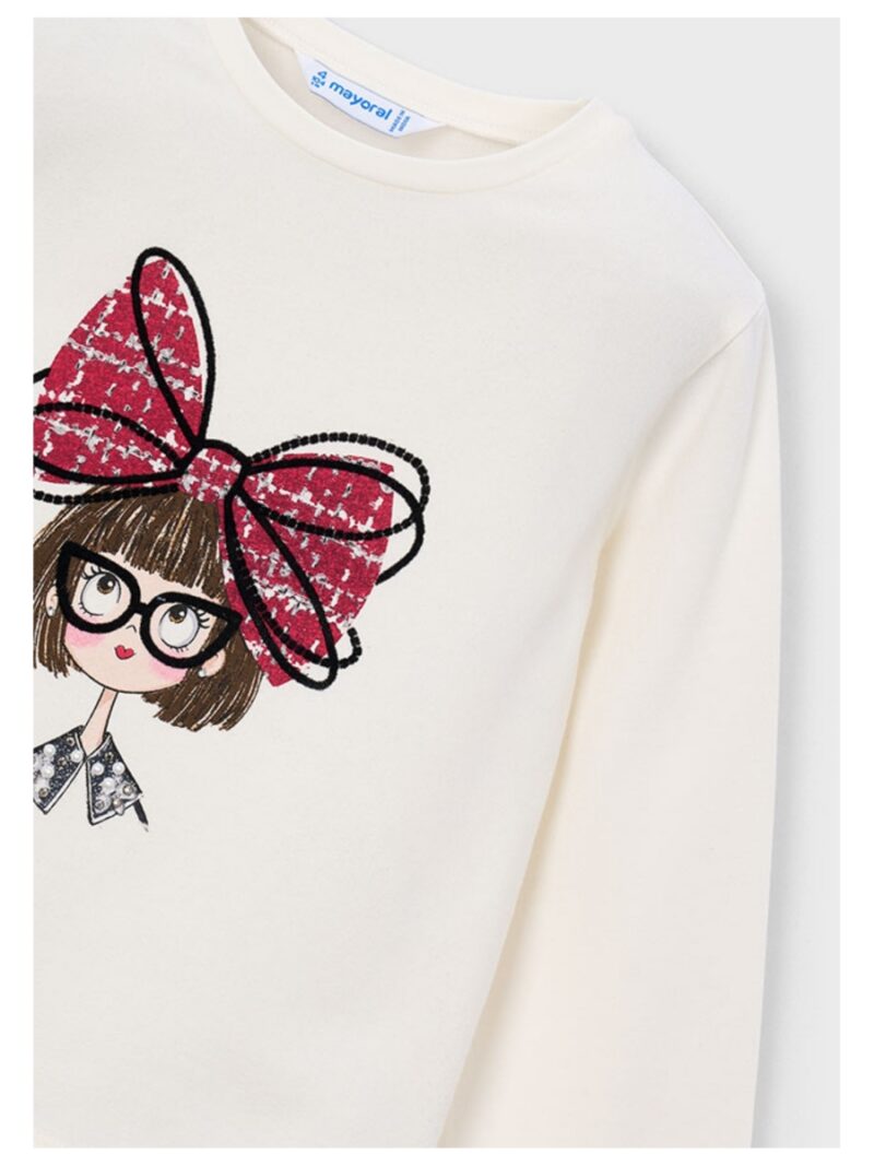 Longsleeve met meisje met grote rode strik - MAYORAL