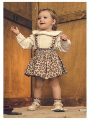 Set van blouse + rokje off-white/leopard - MAYORAL
