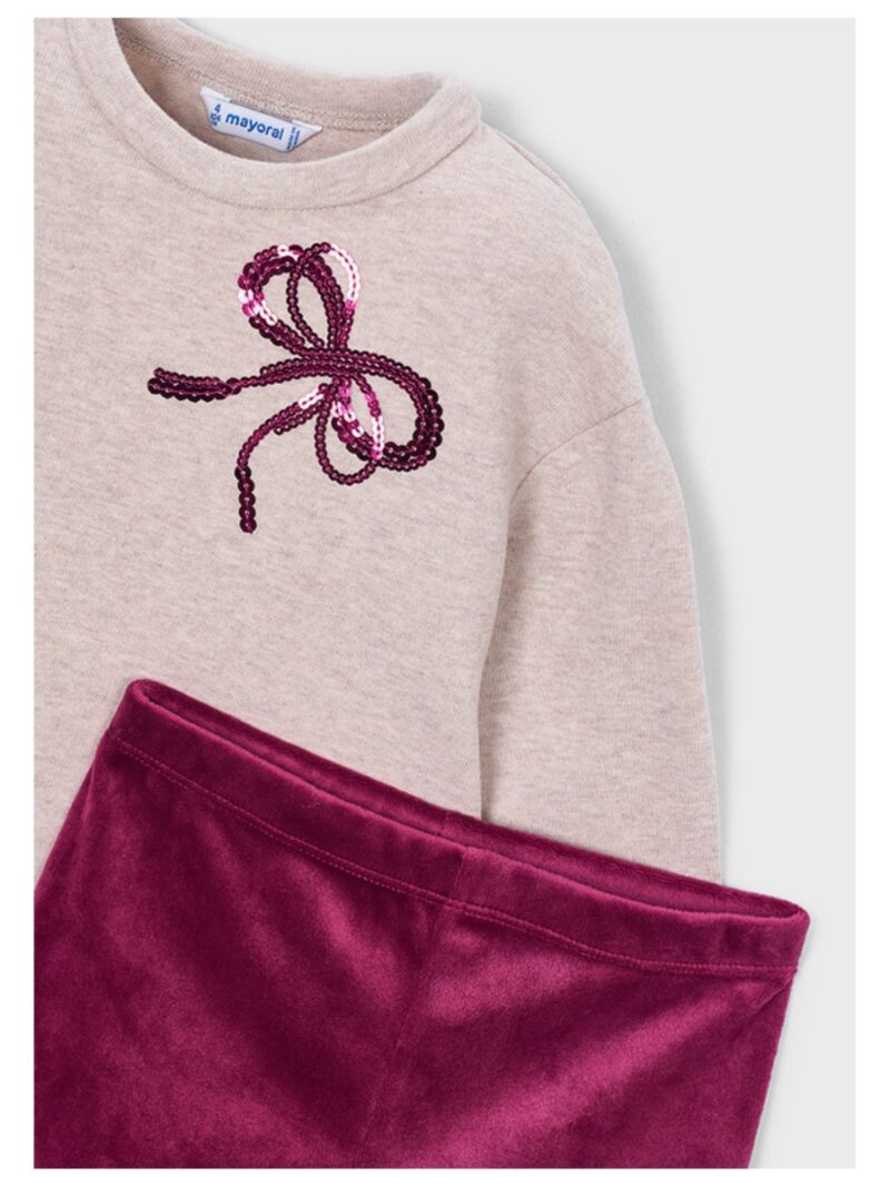 Set van trui + legging strikjes framboos - MAYORAL