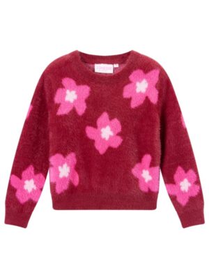 Trui bordeaux met roze bloemen - SOMEONE