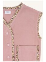 Vestje fleece met bloemenrand roze - HUST AND CLAIRE