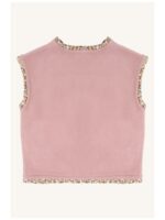 Vestje fleece met bloemenrand roze - HUST AND CLAIRE