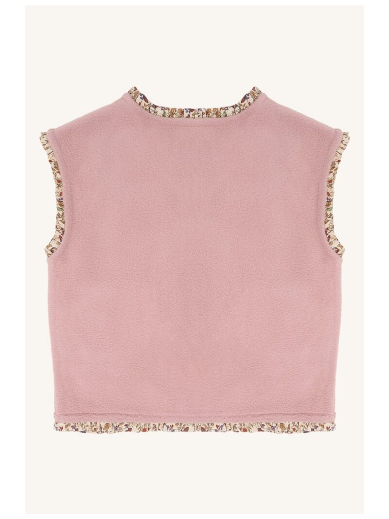 Vestje fleece met bloemenrand roze - HUST AND CLAIRE