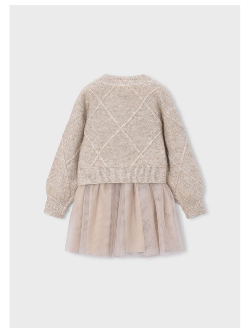 2-delige jurk beige met strikjes - MAYORAL