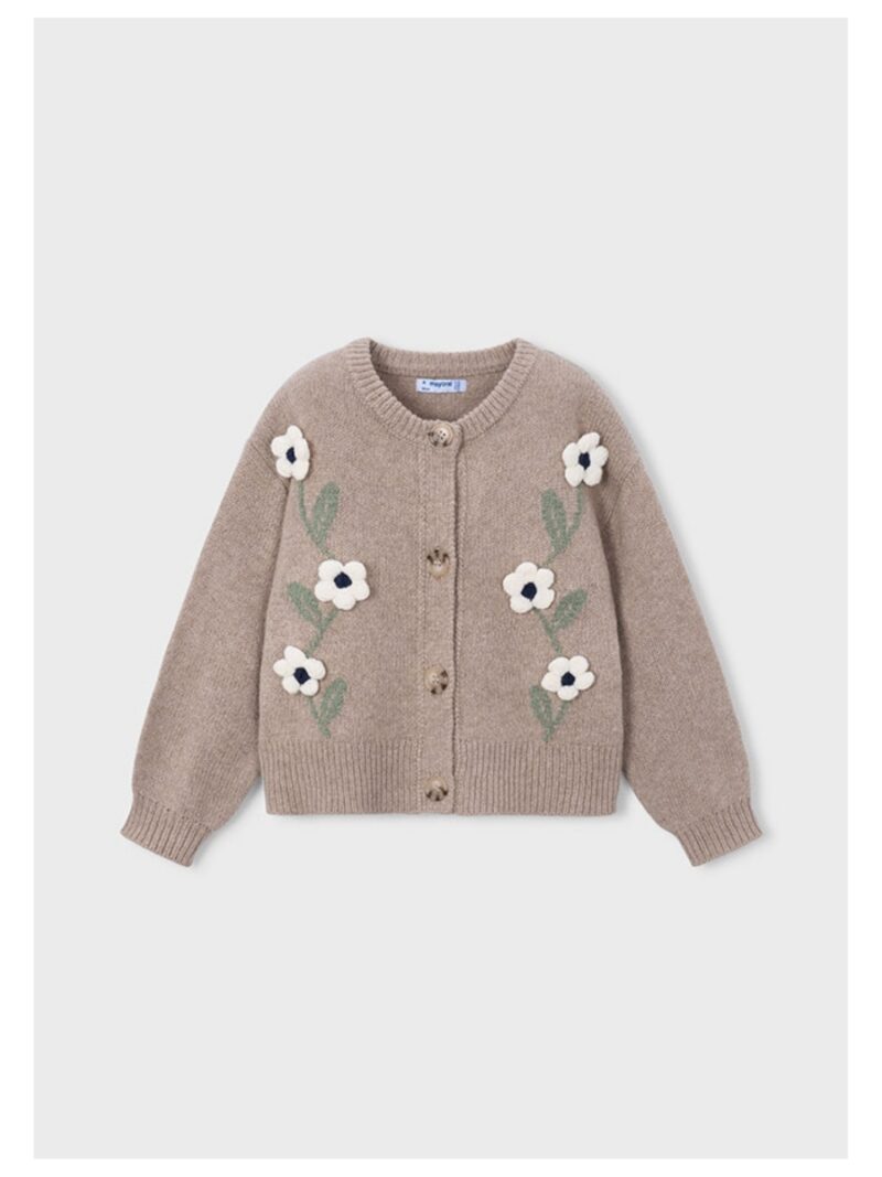 Cardigan met bloemen beige - MAYORAL