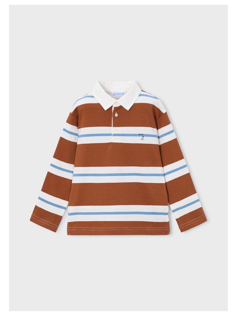Poloshirt terracotta/blauw/off-white gestreept - MAYORAL