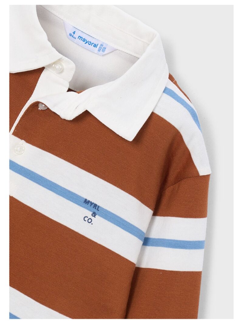 Poloshirt terracotta/blauw/off-white gestreept - MAYORAL