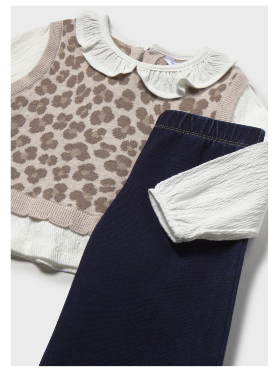 Set van blouse (met debardeur leopard vast) + broek - MAYORAL
