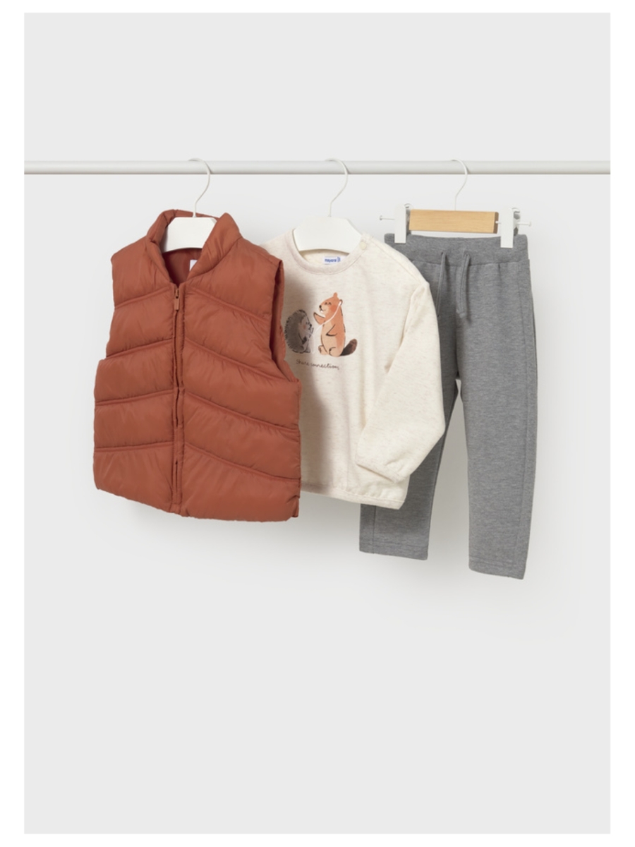 Set van sweater + joggingbroek + bodywarmer oranje/grijs - MAYORAL