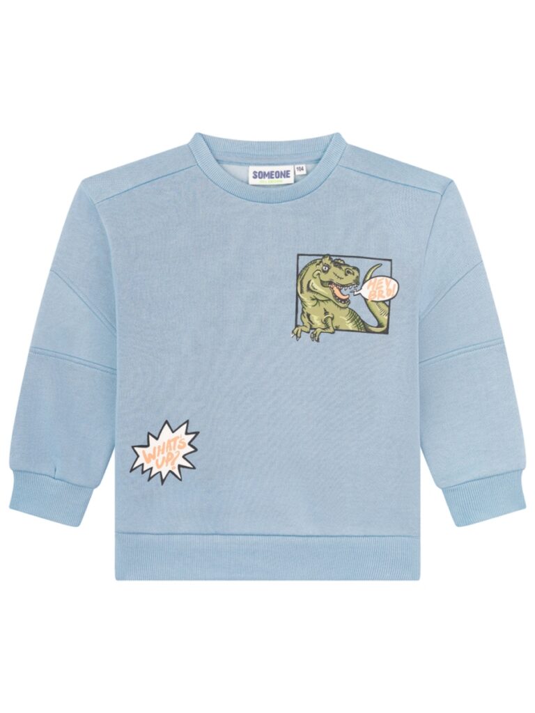 Sweater met dino blauw - SOMEONE 
