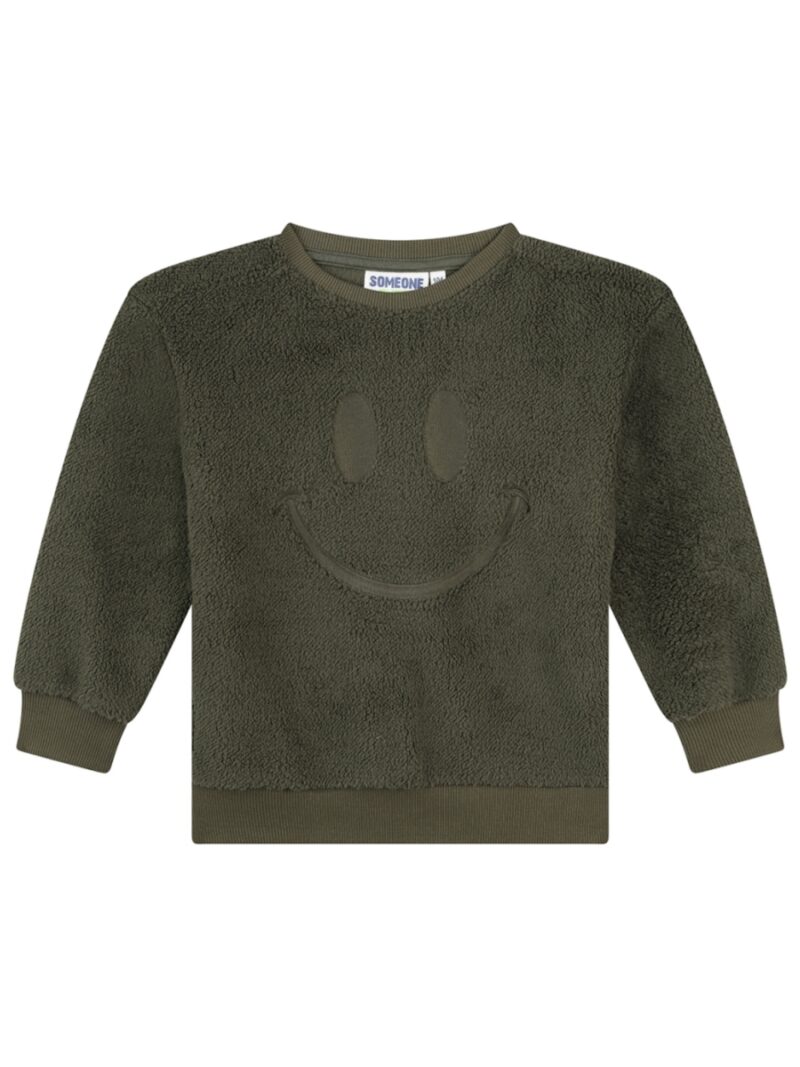 Teddy trui met smiley groen - SOMEONE