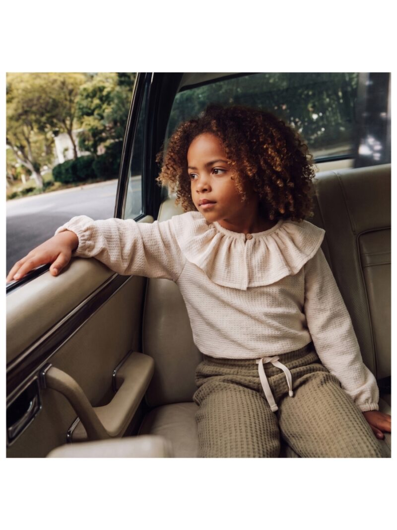 Mini Jacquard | Ruffle Collar Longsleeve off-white - YOUR WISHES