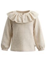 Mini Jacquard | Ruffle Collar Longsleeve off-white - YOUR WISHES