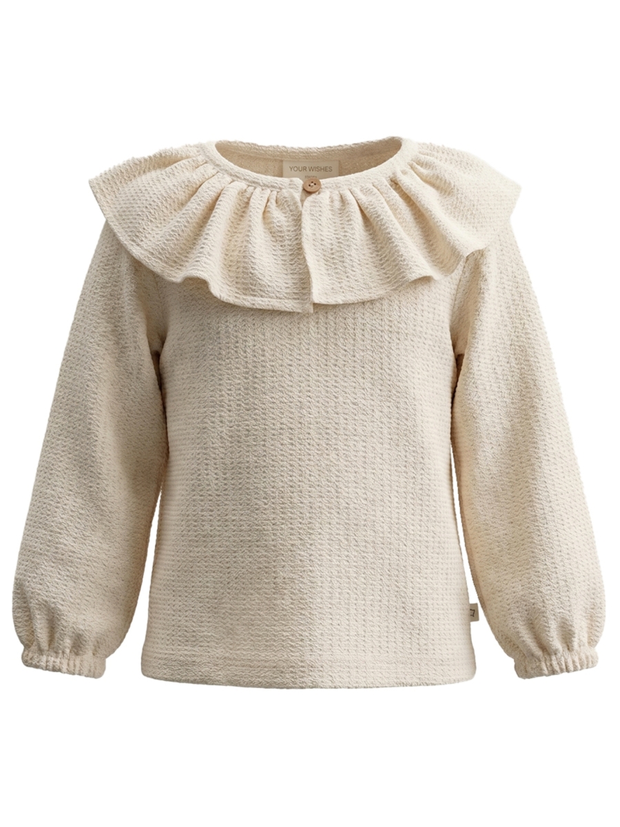 Mini Jacquard | Ruffle Collar Longsleeve off-white - YOUR WISHES
