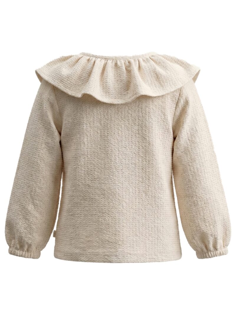 Mini Jacquard | Ruffle Collar Longsleeve off-white - YOUR WISHES