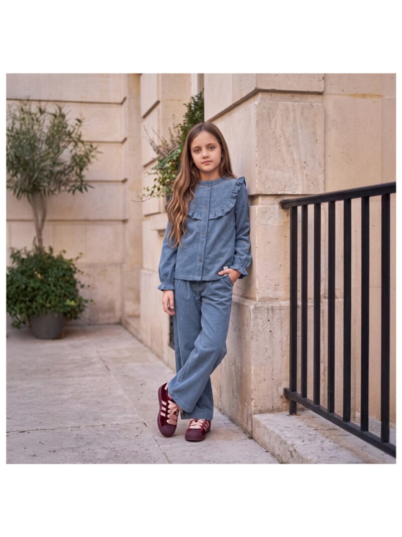 Rib Denim | Ruffle Blouse - YOUR WISHES
